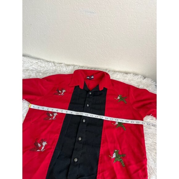 Scorpio USA Vintage Mens  Cuban Cigar Red Shirt Eagles Birds Fighting Embroidere - Picture 4 of 8